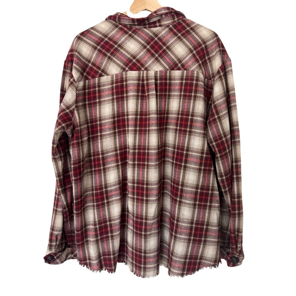 Democracy Lightweight Plaid Button Front Long Sleeve Shacket Size XL - Picture 2 of 6